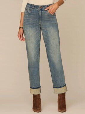 NWT Democracy "Ab"solution® High Rise Round Up Boyfriend Jeans with Cuffed Hem